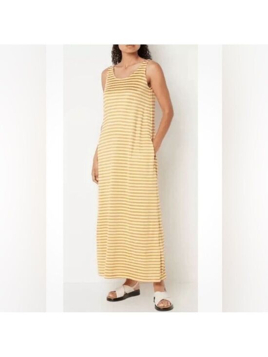 MaxMara Dresses & Skirts - MaxMara Leisure Cina Striped Sleeveless Jersey Maxi Dress in Ochre / Mustard